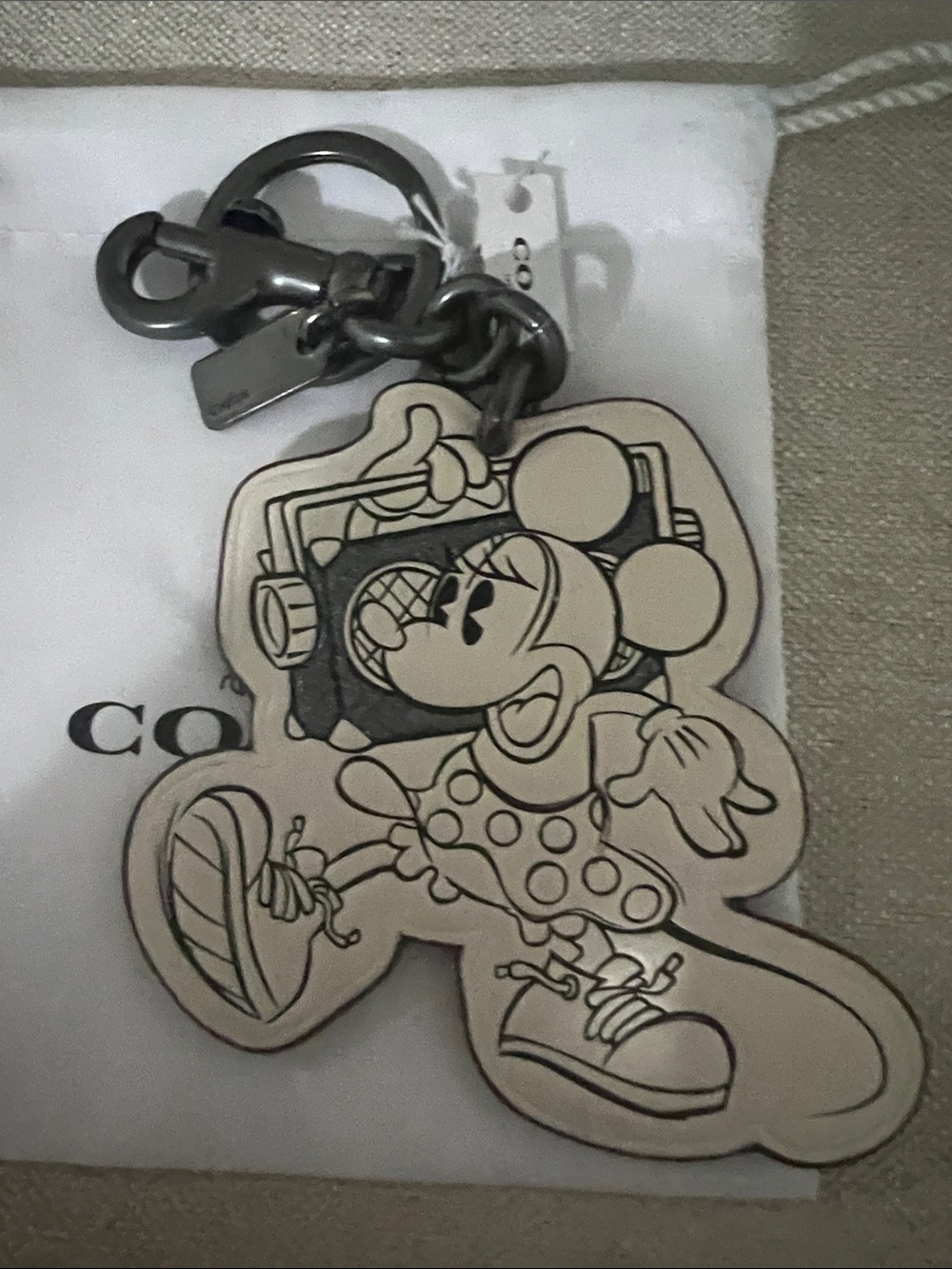 Coach Minnie Leather Keychain NWT